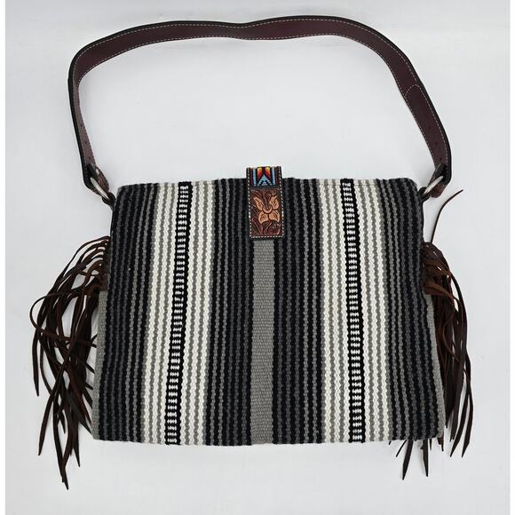 Twisted X Western Boho Wool Saddle Blanket Bag – Grey Multi - Picture 3 of 7